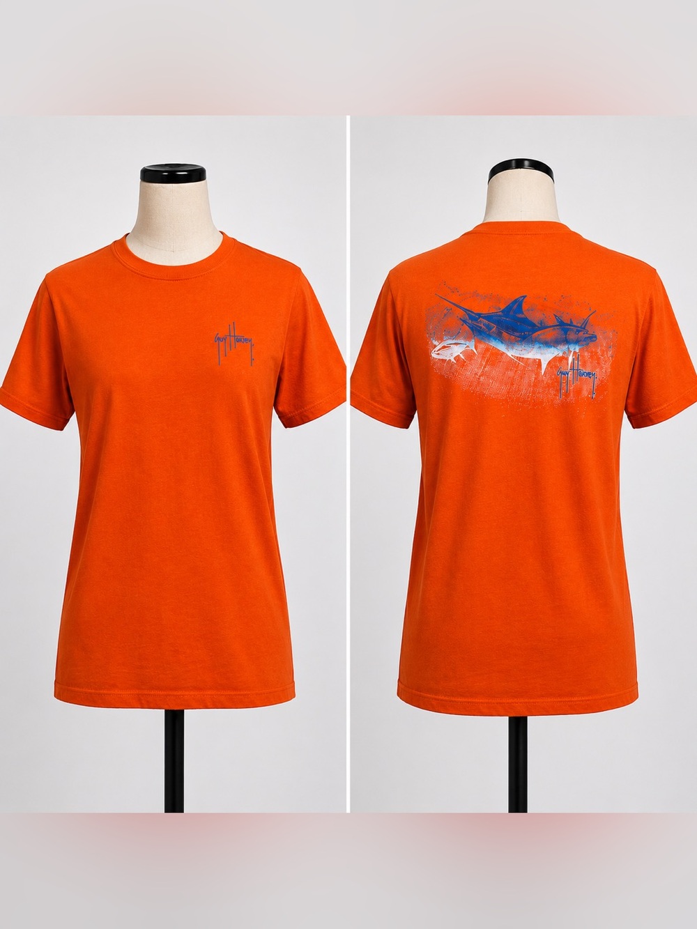 Guy Harvey Orange Graphic Short Sleeve T-Shirt- M